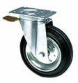 RUOTA GOMMATA BASE GIREVOLE CON FRENO MM.80 VIGOR