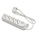 MULTIPRESA  4 USCITE  CON PULSANTE ART.474205 MM.3X1 PORTATA MAX 3500W bianca CAVO MT.3